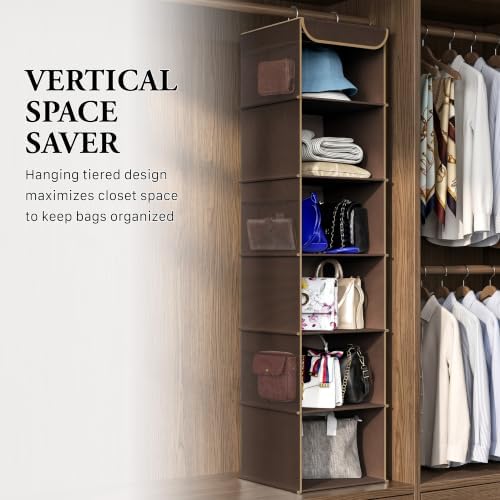 Simple Houseware 6 Shelf Hanging Closet Organizer, Brown - Image 6