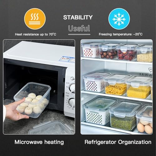 3 Pack Fruit Storage Containers for Fridge with Removable Colander – Airtight Produce Storage Containers with Lids, BPA-Free Berry Keeper for Vegetables, Lettuce & Meal Prep (29oz+59oz+112oz) - Image 4