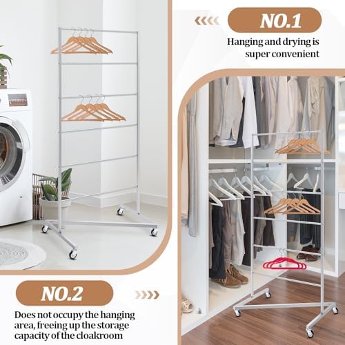 DoubleFill 6 Tier Z-truck Hanger Organizer Stacker Clothes Hanger Holder Hold up 350 Wire Hangers, Stainless Steel Rack Stand Mobile Rack for Laundry Rooms Malls Boutiques 30" W x 22" D x 65 ½"h - Image 2