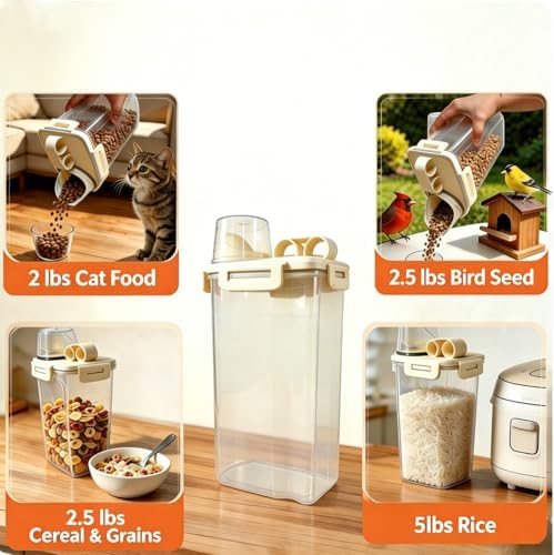 2 Lbs Small Cat Dog Food Storage Container for Bird Seed, Pet Food, 2 Pack - Image 3