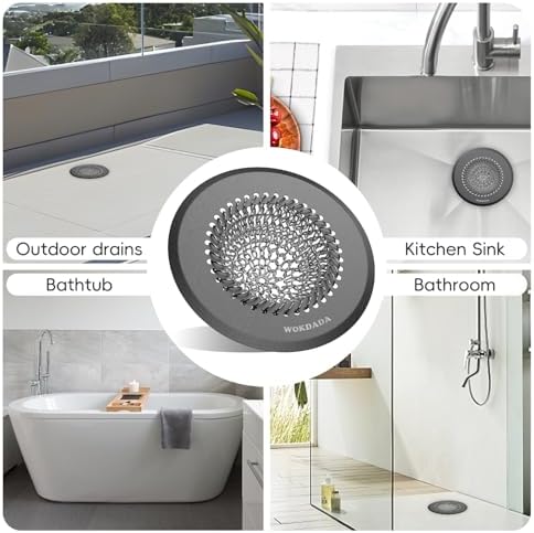 Shower Hair Drain Catcher, 4.4" Anti-Clog Bathtub Drain Cover, Dark Gray - Image 6