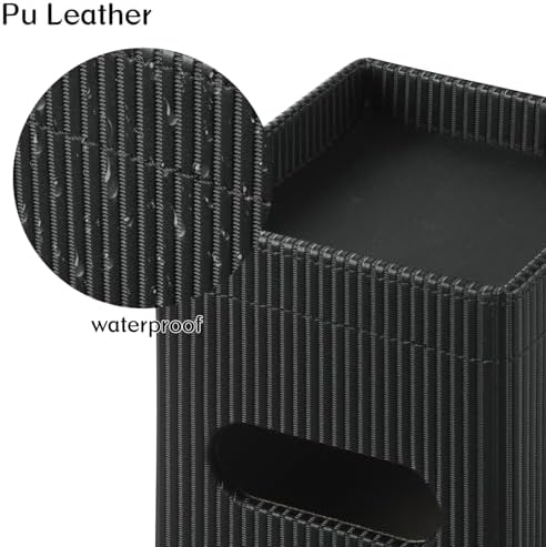 Tissue Box Cover with Storage Tray, PU Leather Square Tissue Box Holder - Image 5