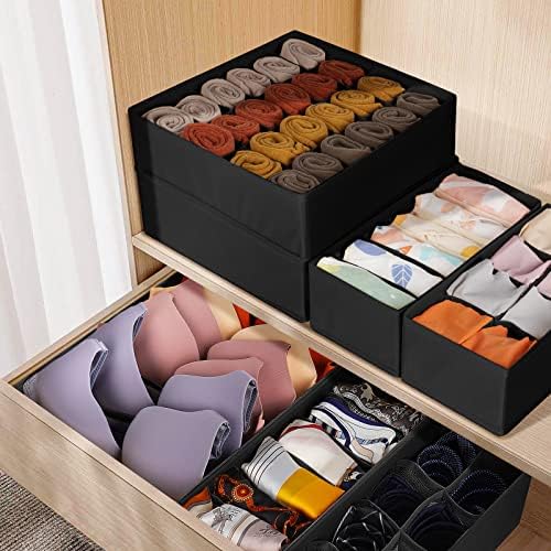 12 Pack Drawer Organizers, 116 Compartments Fabric Foldable Dresser Drawer Organizers for Clothing, Closet Organizers and Storage Bins for Clothes, Christmas Ornament Storage Boxes with Dividers - Image 5