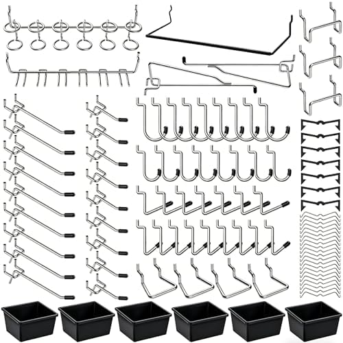 Pegboard Hooks Assortment, for Organizing Various Tools, with Pegboard Bins, 165 PCS, 80 of Which are Locks by FRIMOONY