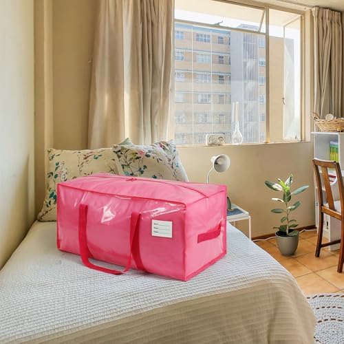 VTSVTS 8 Pack Extra Heavy Duty Large Moving Bags with Comfortable Handle & Strong Zipper,Storage Totes for Space Saving Moving Storage College Supplies Alternative to Moving Box,Pink - Image 4