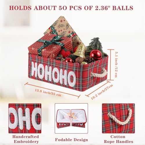 Christmas Baskets Gifts Baskets Empty Farmhouse Ornament Box Storage Basket Canvas Bins for Holiday Christmas Gift Toy Storage Organizing Baskets for Nursery, Living room, Baby Toy chest, Rectangular - Image 4