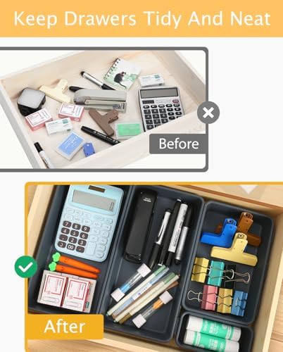 6 PCS Plastic Drawer Organizer Bins,3 Sizes Makeup Drawer Organizers Set - Image 3