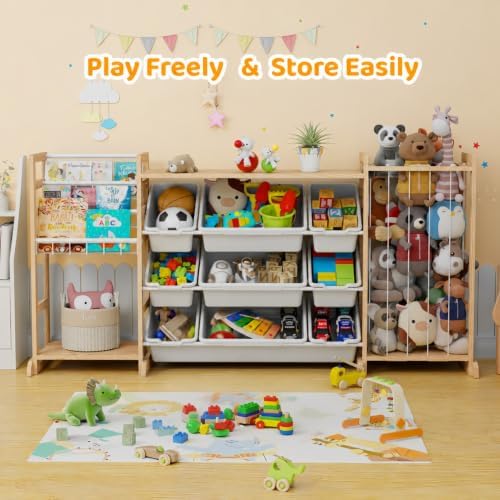 65" Large Toy Storage Organizer with Bookshelf and Stuffed Animal Storage - Image 5