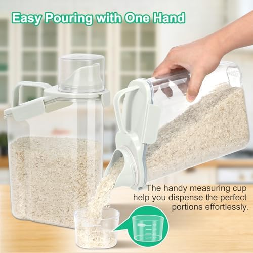 TBMax Rice Container Cereal Storage Container 2 Pack 3.2-Quart, Kitchen Pantry Dry Food Storage Holder with Easy-Pouring Spout & Handy Cup, Small Pet Dog Cat Food Dispenser for Daily Feeding - Image 3