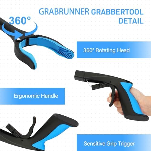 2 Pack 32 inch GrabRunner Reacher Grabber Tool with Strong Magnetic and Swivel Head (New Blue) - Image 3