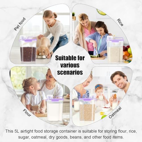 LEAWALK 5-7Lbs Airtight Dog Cat Pet Food Storage Container-Clear Purple - Image 2