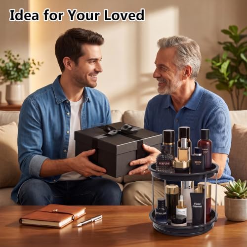 360 Rotating Makeup Organizer for Vanity, 2 Tier Cologne Organizer for Men, Skincare & Perfume Holder for Bathroom Counter, Dresser, Shelf, Cabinet, Black - Image 7