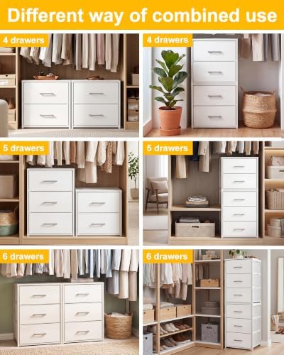 Fixwal Closet Drawers for Clothes, 2 Pack, 5 Drawers Stackable, 15.7" Wide - Image 6