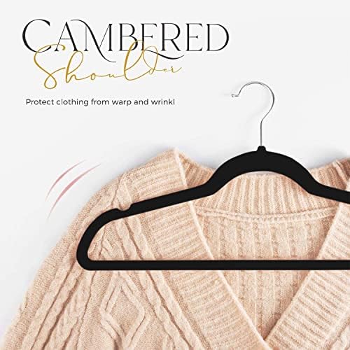HOUSE DAY Black Velvet Hangers 40 Pack, Non Slip Clothes Felt Hanger - Image 5