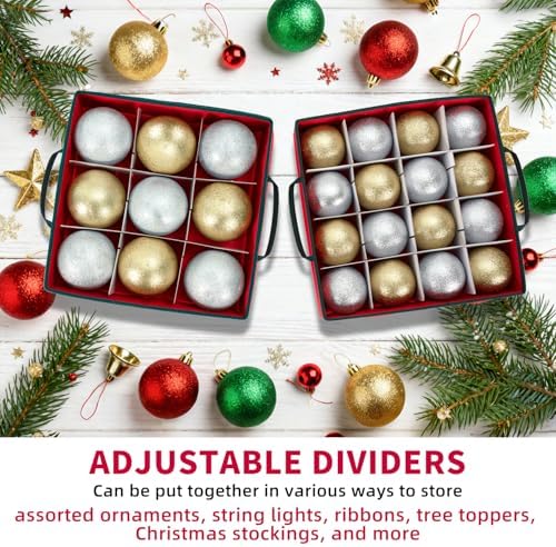 Christmas Ornament Storage Box With 8 Removable Trays for 128 Ball,RED - Image 5