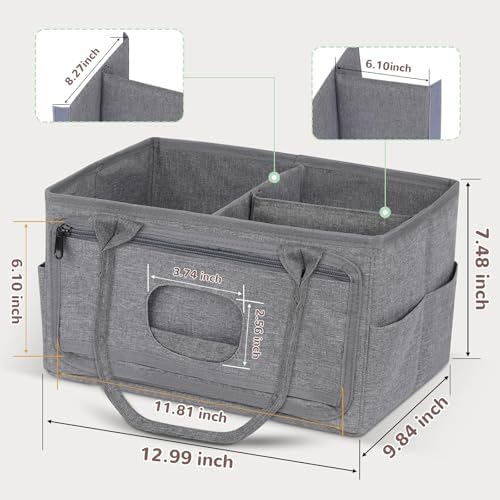 Volnamal Diaper Caddy with Wipe Dispenser One-Handed Access, Grey - Image 5