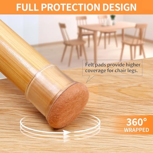 Ezprotekt 24 Pcs Extra Large Chair Leg Protectors with Felt, Chair Leg Caps - Image 3