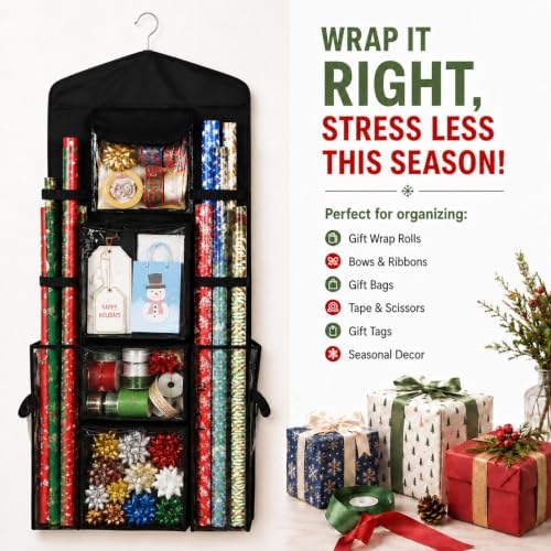 Wrapping Paper Storage Organizer, Double-Sided Hanging Gift Wrap Storage - Image 6