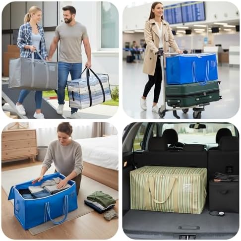 BALEINE 6-Pack Oversized Moving Bags with Reinforced Handles, Heavy-Duty Storage Tote for Clothes, Moving Supplies (Royal Blue, 6-Pack) - Image 3