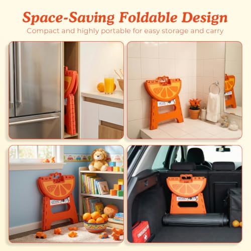 ACSTEP 9 Inch 12 Pack Folding Step Stool for Kids with Safety Lock, Orange - Image 5