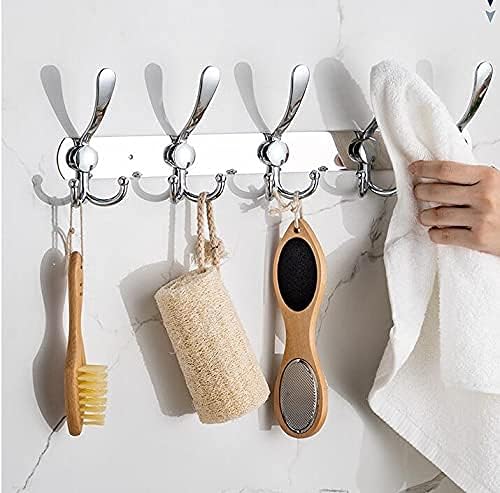 GlazieVault Coat Rack Wall Mount - Stainless Steel Coat Hooks (2 Pack) - Heavy Duty Wall Hooks for Clothes & Accessories (Silver Tri) - Image 5