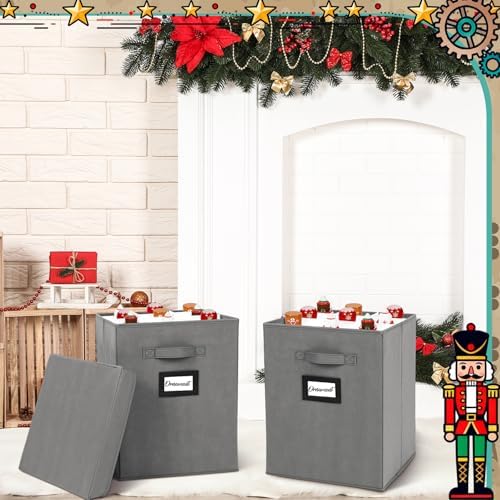 2 Pack 16 Inch Large Christmas Nutcracker Storage Box Hold 18 Nutcrackers Figurine Collectible Storage Box for Holiday Decor Carolers Santa Figure or Nut Cracker Ornaments (Normal,Gray) - Image 4