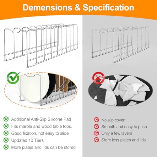 FLSEPAMB Pot Lid Organizer Pan Lid Organizer Kitchen Pot Lid Rack Suitable for Bakeware Dish Plate, Cutting Boards, Pots & Pans, Serving Trays, Reusable Holder (2 Pack) - Image 6