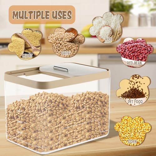 CIEOVO 2 Pack Airtight Dog Food Storage Container, 10Lbs Clear Pet Dog Food Storage Bin with Measuring Scoops for Rice Grain Pet Dog Cat Bird Dog Treat Storage Food Fresh - Image 6