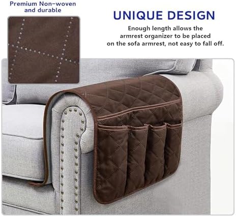 Armchair Caddy for Recliner, Non Slip Sofa Arm Organizer, Dark Brown - Image 3