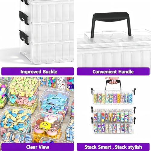 3-Tier Stackable Bead Organizer Box, 90 Small Containers and Lids - Image 6