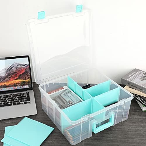 BTSKY Clear Plastic Dividing Storage Box with 8 Deep Compartment Sewing Box - Image 2