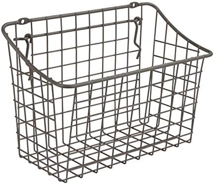 Spectrum Large Wire Basket Pegboard Wall Organizer Metal Pegboard Storage Bin Dual Mounting System for Garage Tools Workshop Supplies Craft Room Organization & Accessories, Industrial Gray by Unknown