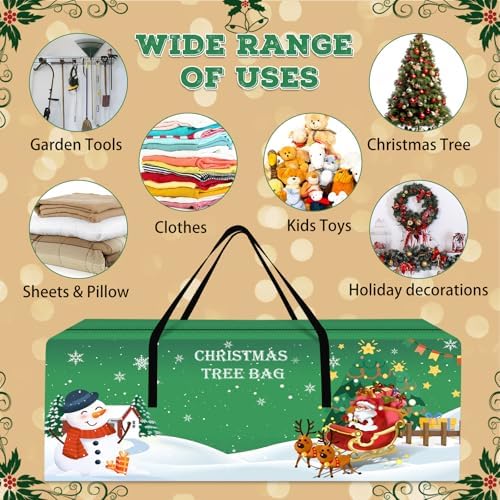 Christmas Tree Storage Bag 7.5 Ft Large Christmas Tree Bag with Reinforced Handles & Dual Zippers Wide Opening, Heavy Duty Oxford Fabric Xmas Ornament Storage Box Protects From Moisture, Dust (Green) - Image 4