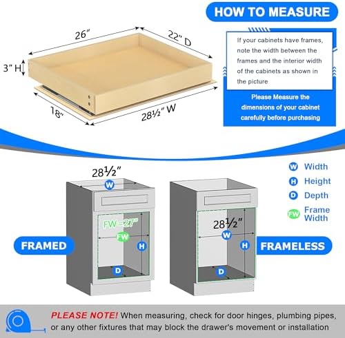 WelFurGeer Soft Close Pull Out Cabinet Organizer, 26" W x 22" D Pull Out Drawer for Cabinet, Bottom Mount Pull Out Drawers for Kitchen Cabinets, Smooth Slide-Out Shelves for Home Kitchen Organization - Image 3