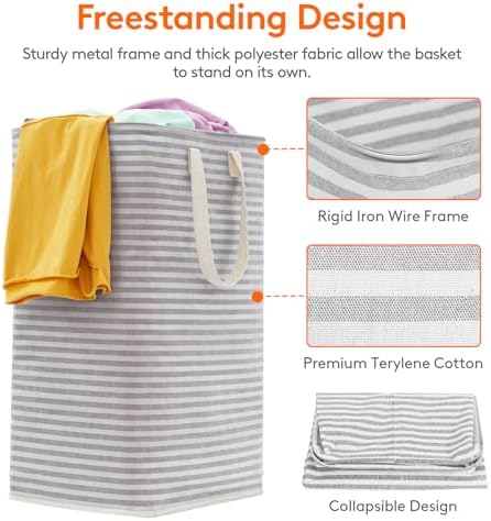 Lifewit 80L Large Laundry Baskets, Laundry Hampers Bags, 2 Pack, Grey&Pink - Image 2