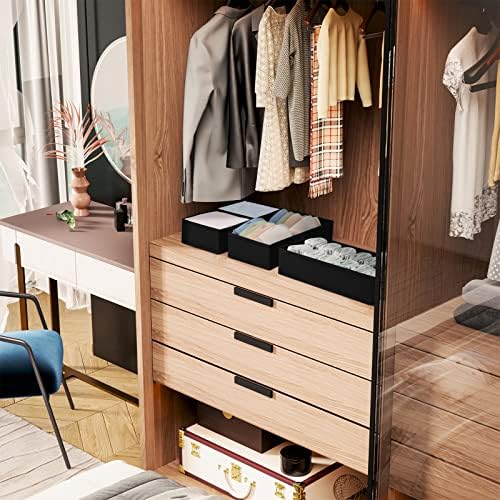 DIMJ Drawer Organiser System Drawer Organiser - Fabric Storage Box, Drawer Inserts for Wardrobes, Wardrobe Organiser for Clothes, Pack of 12, Black Classic - Image 6