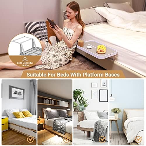 KIWIFOTOS Under Mattress Bedside Shelf for Box Spring Platform Bed Tray - Image 3
