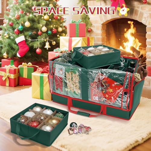 2-in-1 Christmas Ornament Storage Box Keeps 64-3"/36-4" Holiday Ornaments - Image 3
