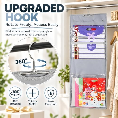Freegrace Hanging Gift Wrap Organizer - Wrapping Paper Storage Bag, 41 Inch - Image 5