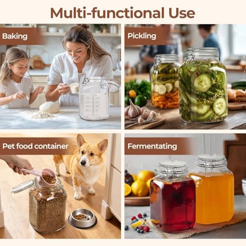 ComSaf Large Glass Jars with Airtight Lid 1.1 Gallon 2 Pack Wide Mouth - Image 5