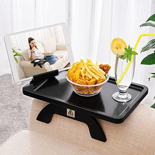 SINWANT Couch Armrest Table with 360° Rotating Phone Holder,Black by SINWANT