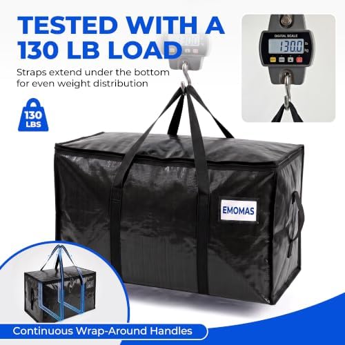 12 Pack Heavy Duty Moving Bags, Extra Large with Handles, Black - Image 4