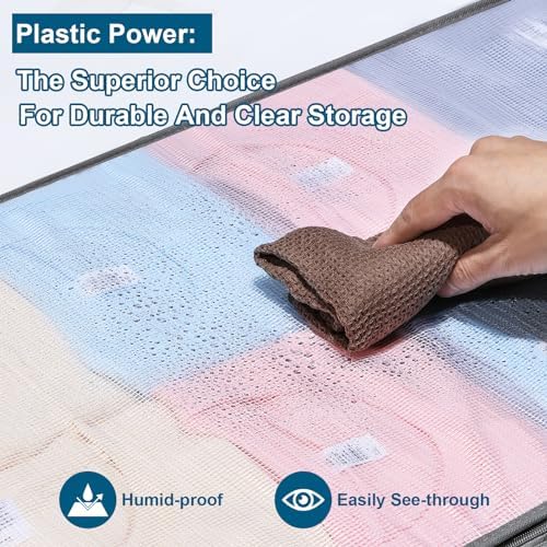 LANDNEOO 2 Pack Under Bed Storage Containers Bins, Humid-Proof Plastic Underbed Storage Bins, Clothes Storage and Organization Bags, Under the Bed Blanket Storage with Handles for Clothes, Bedroom - Image 3