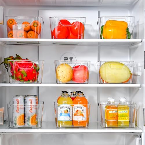 12 Pack Clear Plastic Storage Bins, Pantry Organizers and Storage, Clear Pantry Organizer Bins, Plastic Containers with Handle for Kitchen,Freezer,Cabinet,Closet,Bathroom Under Sink Storage - Image 3