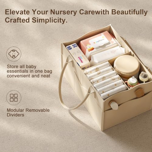 3 Tier Baby Diaper Caddy Organizer Cart with Detachable Dividers and Wheels - Image 7