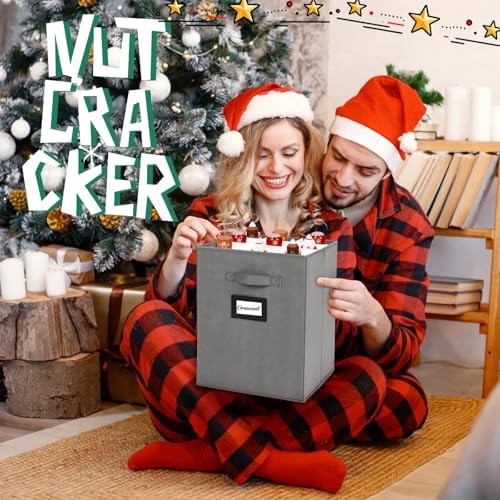 2 Pack 16 Inch Large Christmas Nutcracker Storage Box Hold 18 Nutcrackers Figurine Collectible Storage Box for Holiday Decor Carolers Santa Figure or Nut Cracker Ornaments (Normal,Gray) - Image 6