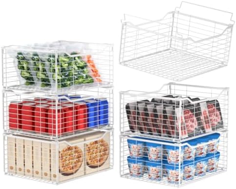 Freezer Organizer Bins,6 Pack Large Deep Freezer Organizer Bins for 5/7/10 Cu.FT Deep Freezer,Easy Access,Stackable & Sturdy,White by Unknown