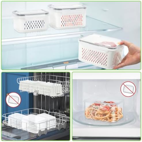 4Pack Fruit Storage Container for Fridge with Removable Colander and Vent - Image 4
