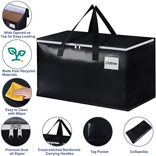 StorageRight Moving Bags, Moving Boxes, 93L 10-Pack Sotrage Bags, Black - Image 3