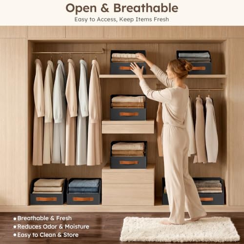 Homsorout 10 Pack Collapsible Bins for Shelves, Closet Organizer, Black - Image 3